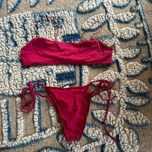 Tropic Of C, the C bralette in M and the Praia bottom in M both in habiscus